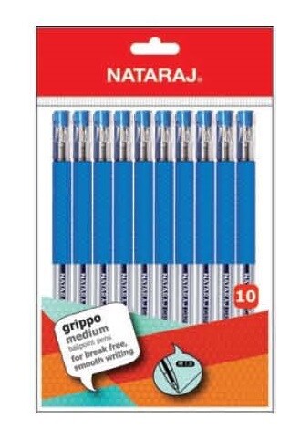 NATARAJ 10PCS 0.7MM GRIPPO MEDIUM BALLPOINT PEN