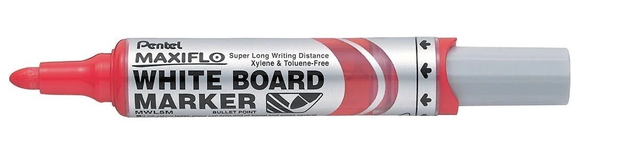 PENTEL MAXIFLO WHITE BOARD MARKER PE-MWL5M, Colour: Red