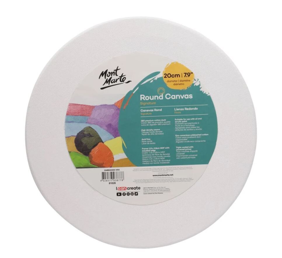 MONTMARTE 20CM ROUND CANVAS BOARD CMRD0020