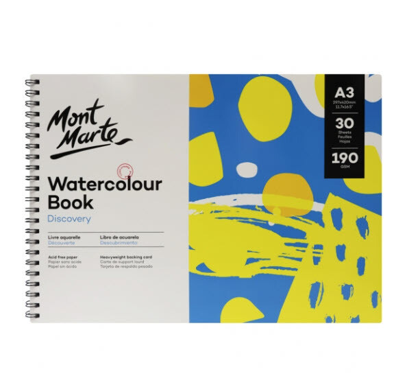 MM A3 WATERCOLOUR BOOK 190GSM 30SHS MSB0121
