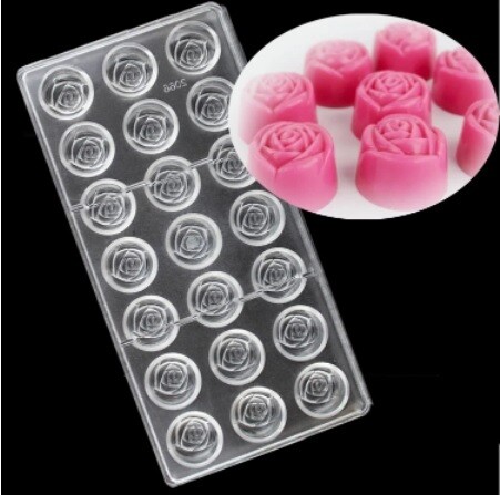 RSC 21 HOLE PC CHOCOLATE ROSE MOULD P17-39E