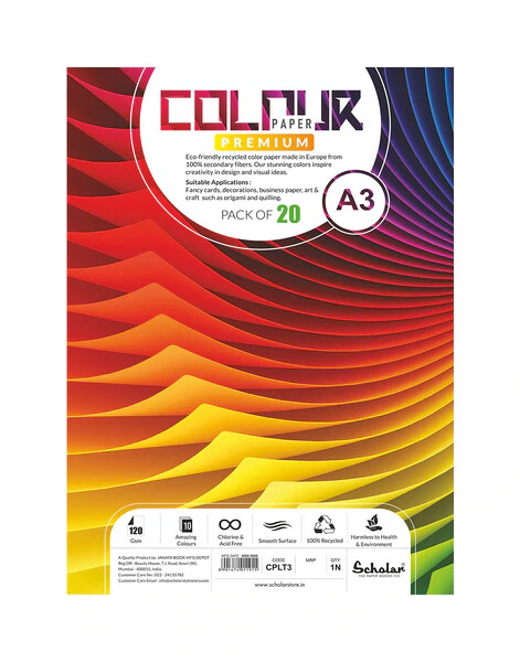 SCHOLAR A3 PRE.COLOR PAPER 120GSM 20SHS