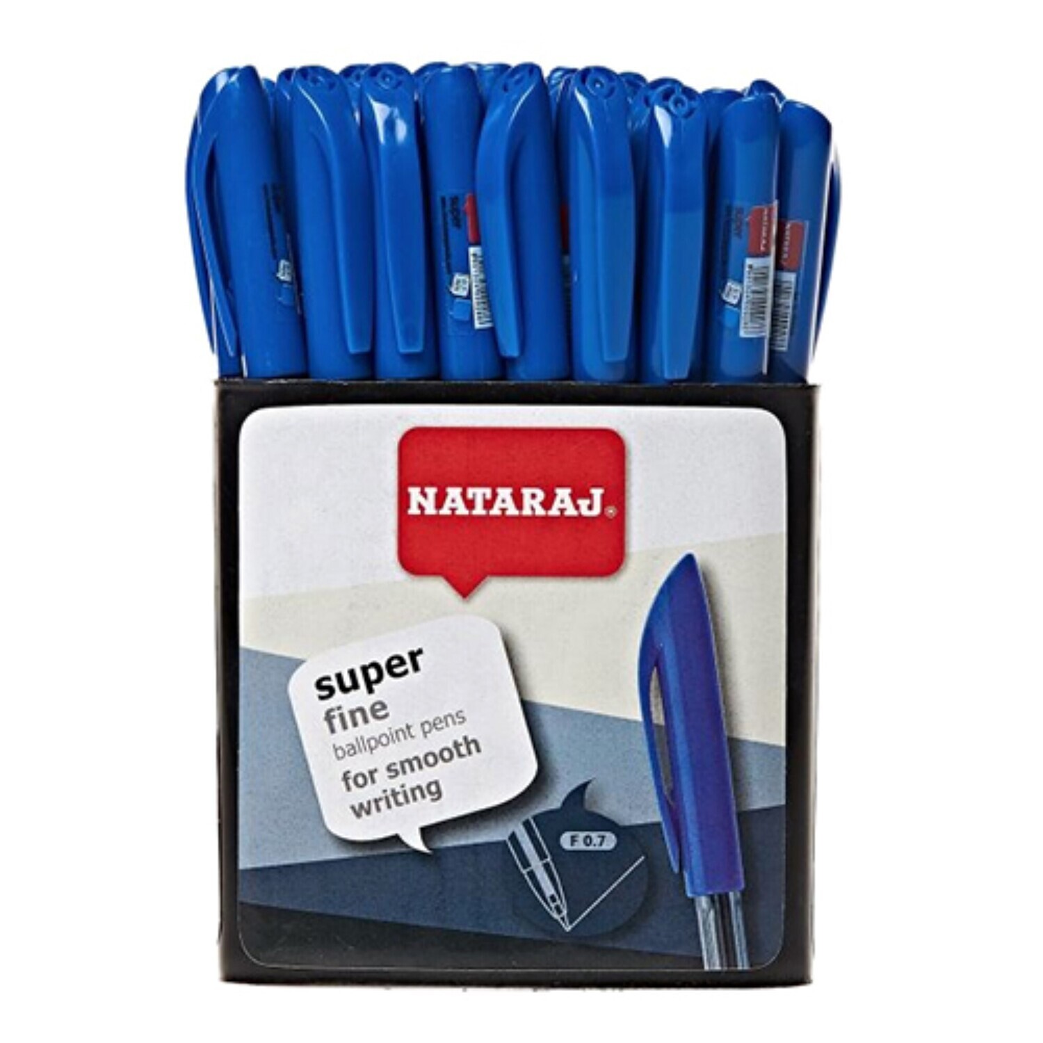 NATARAJ 30PCS 0.7MM SUPER FINE BALL PEN BLUE