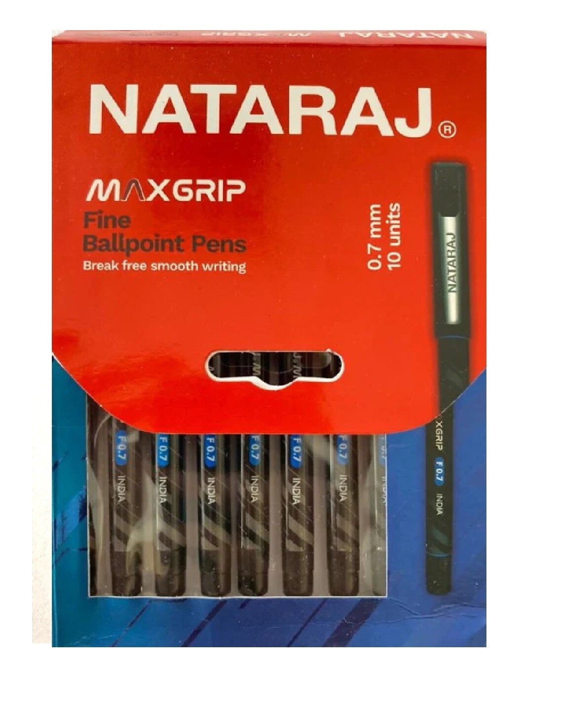 NATARAJ 0.7MM MAXGRIP FINE BALL PEN BLUE SINGLE