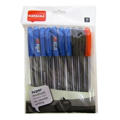 NATARAJ 10PCS SUPER MEDIUM BOLD BALL PEN 1.0MM