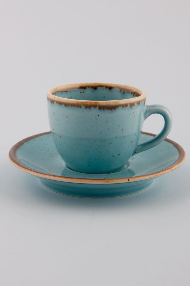 PORLAND SEASONS TURQUOISE COFFEE CUP AND SAUCE