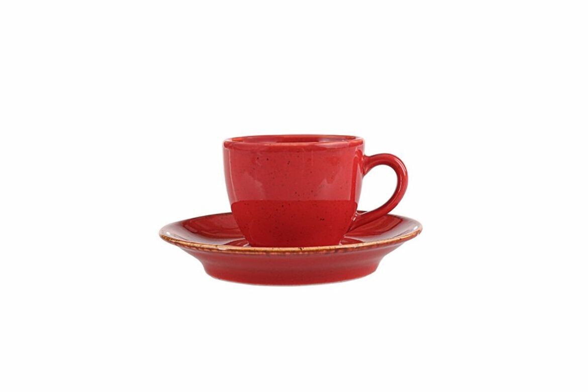 PORLAND 80CC SEASONS RED COFFEE CUP AND SAUCER