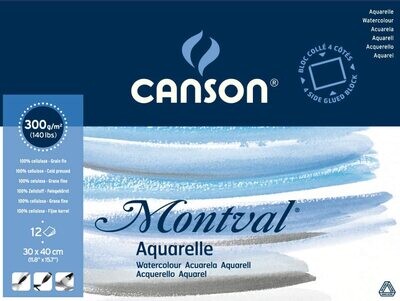 CANSON 30X40 AQUARELL WATER COLOR PAD 12SHS 300G