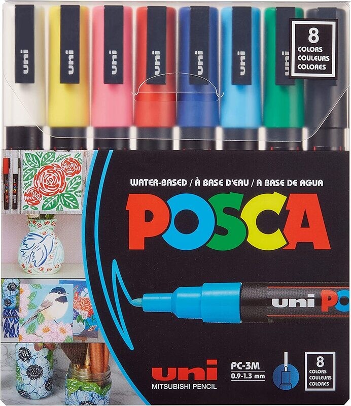 UNIBALL 8 POSCA BULLET MARKERS 0.9-1.3MM PC-3MX8