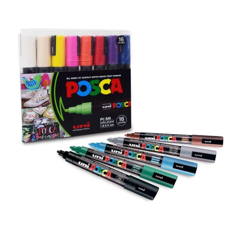 UNIBALL 16 POSCA BULLET MARKERS 1.8-2.5MM PC-5MX16
