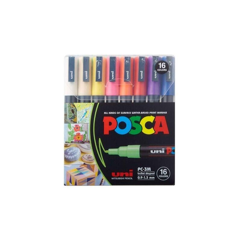 UNIBALL 16 POSCA BULLET MARKERS 0.9-1.3MM PC-3MX16