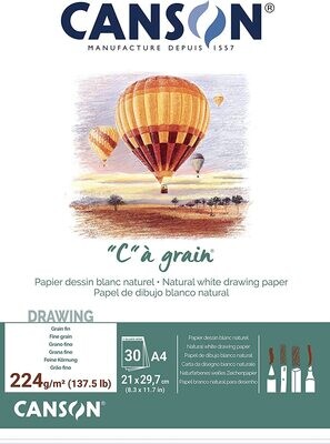 CANSON A4 GRAIN DRAWING PAPER 30SHS 224GSM