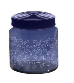 HEREVIN 1LIT DECORATED JAR-DARK BLUE 140321-070