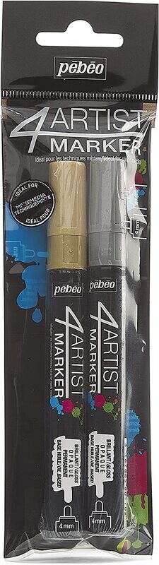 PEBEO 2PCS 4MM ARTIST MARKER SET GOLD&amp;SILVER