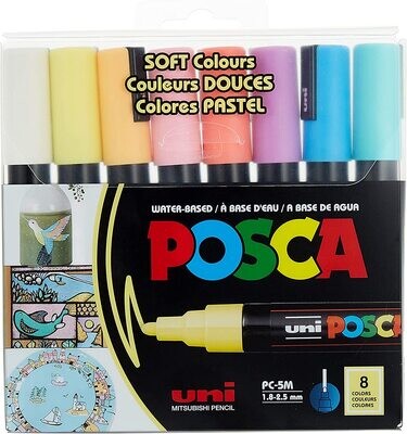 UNIBALL 8 POSCA BULLET SOFT COL. MARKERS 1.8-2.5MM