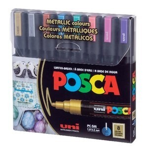 UNIBALL 8 POSCA BULLET METALLIC MARKERS 1.8-2.5MM