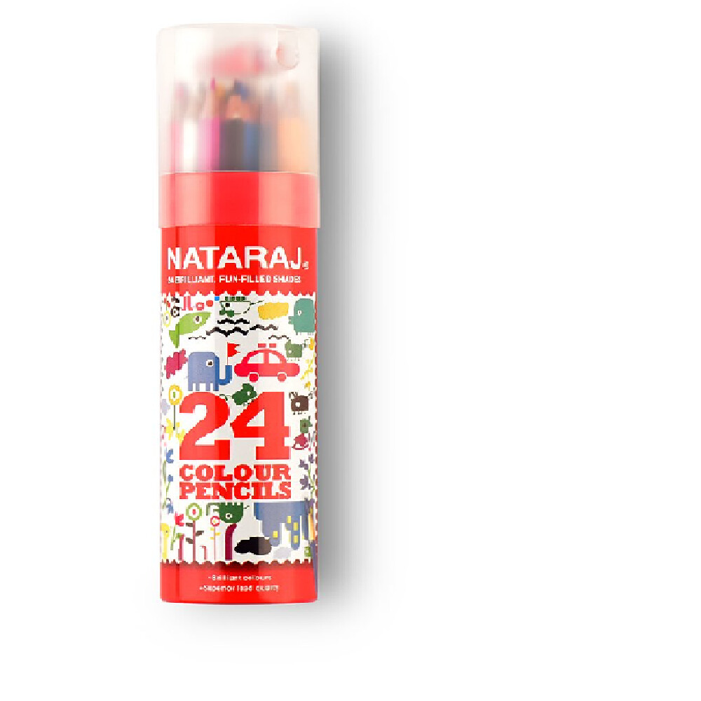 NATARAJ 24PC FULL SIZE COLOR PENCIL METAL CYLINDER