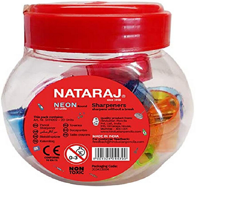 NATARAJ 20PCS NEON ROUND SHARPENERS JAR
