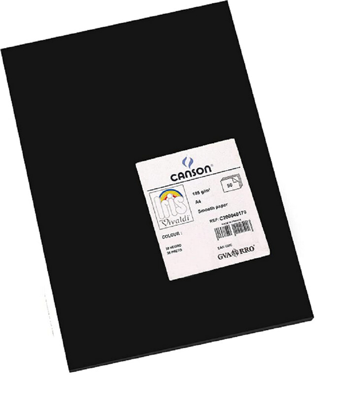 CANSON A4 VIVALDI SMOOTH PAPER BLACK 185GRM