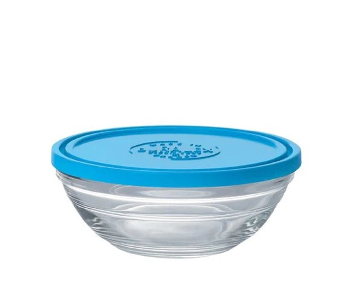 DURALEX 17CM SALADIER ROUND BOWL+BLUE LID 6.3/4&quot;