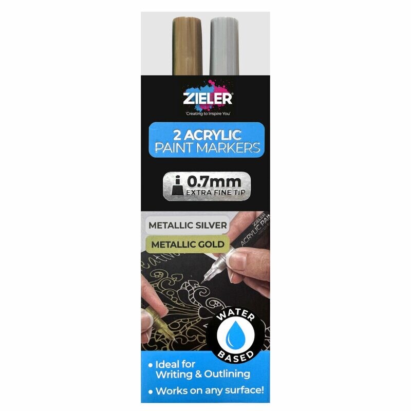 ZIELER 2PCS ACRYLIC PAINT MARKER 0.7MM-GOLD&amp;SILVER