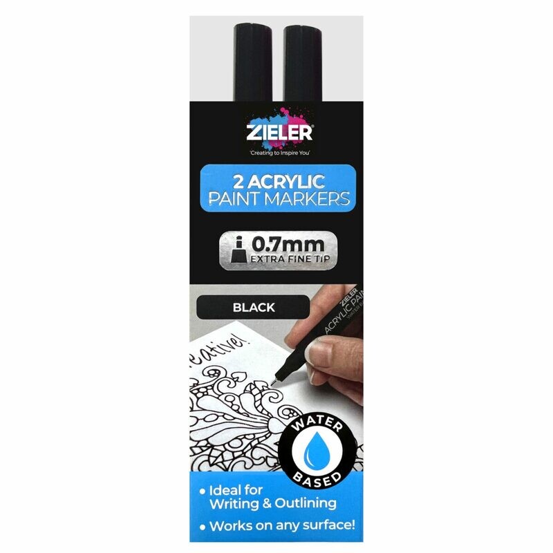 ZIELER 2PCS ACRYLIC PAINT MARKER 0.7MM-BLACK
