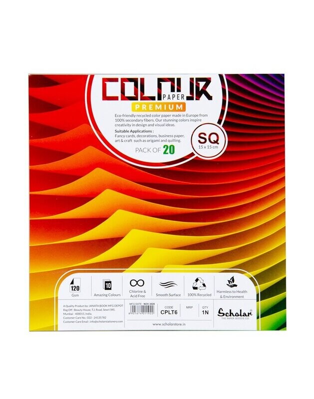 SCHOLAR 15X15CM PRE.COLOR
PAPER 120GSM 20SHS CPLT6