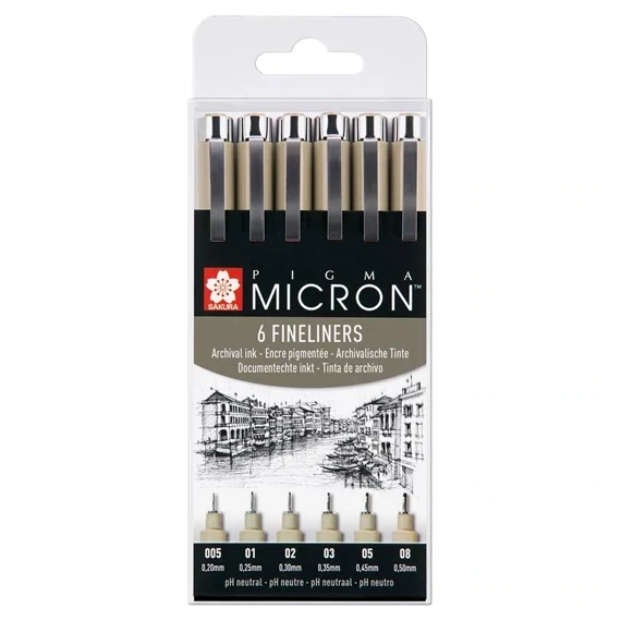 SAKURA 6 FINELINER PIGMA
MICRON PEN SET PO(XSDK-6)