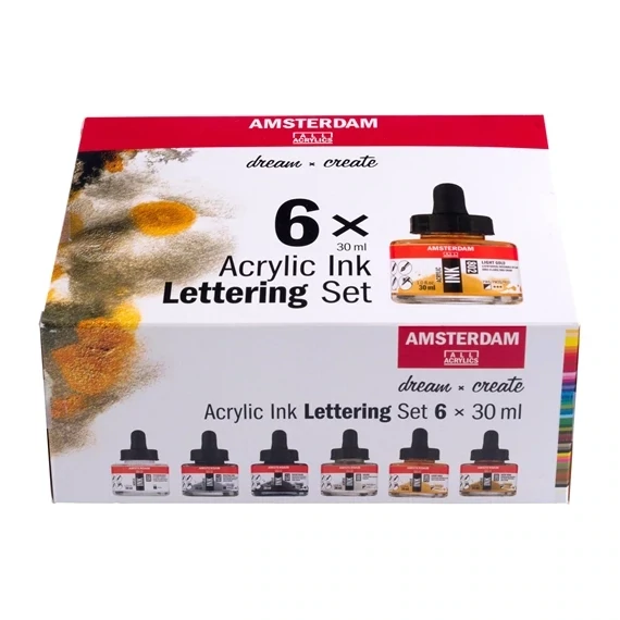 AMSTERDAM 6X30ML ACRYLIC
INK LETTERING SET