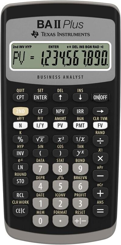 TEXAS BA II PLUS SCIENTIFIC
CALCULATOR