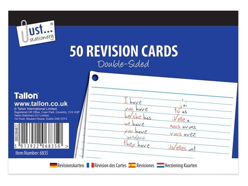 TALLON 10.5X15CM REVISION
CARDS 50SHS - 6835