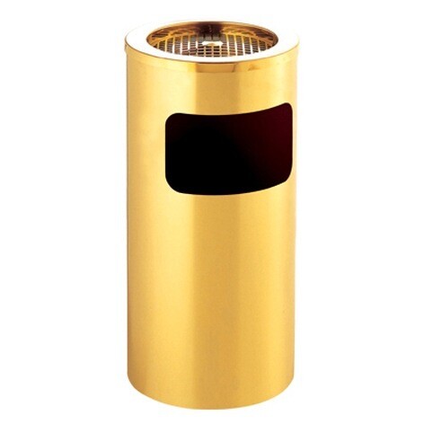 RSC SS 25CM DIA GOLD STANDING ASH TRAY P17-487