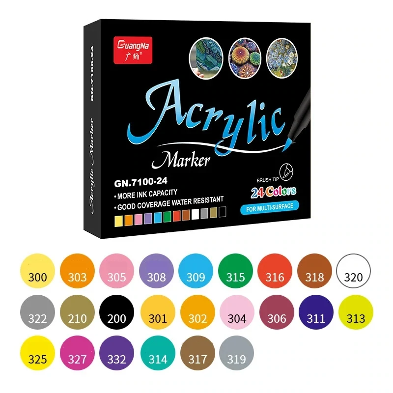 RSC 24PCS ACRYLIC MARKER BRUSH TIP GN.7100-24