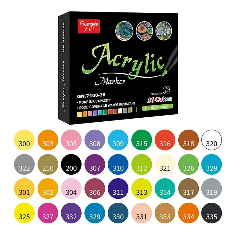 RSC 36PCS ACRYLIC MARKER BRUSH TIP GN.7100-36