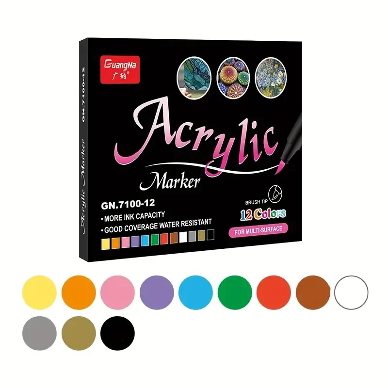 RSC 12PCS ACRYLIC MARKER BRUSH TIP GN.7100-12