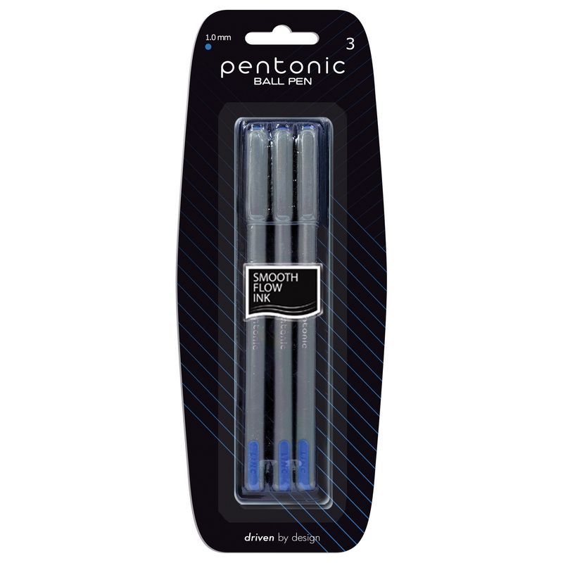 PENTONIC 3PCS 1.0MM BALL PEN BLUE