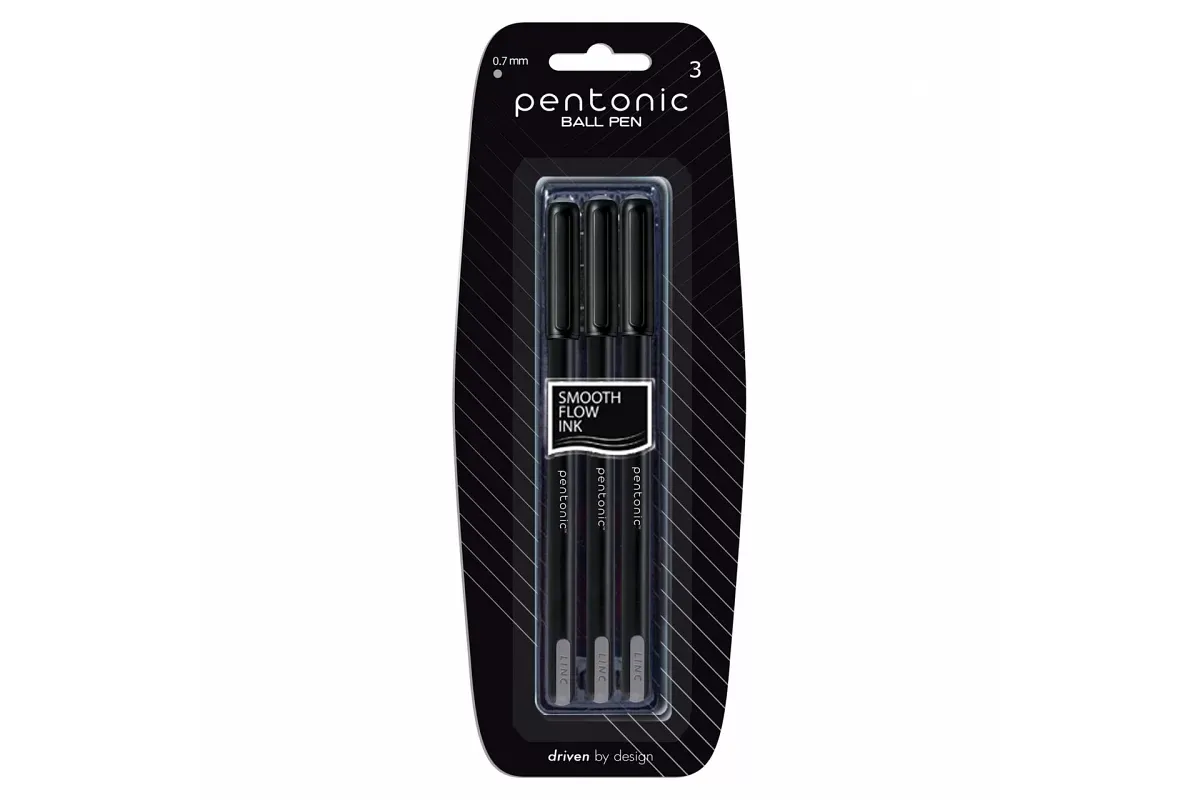 PENTONIC 3PCS 0.7MM BALL PEN BLACK