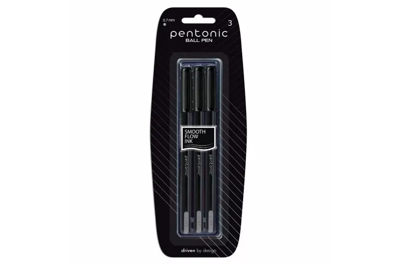 PENTONIC 3PCS 0.7MM BALL PEN BLACK