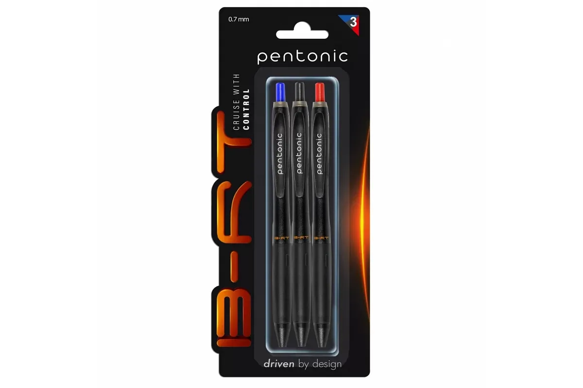 PENTONIC 3PCS 0.7MM B-RT BALL PEN ASSTD