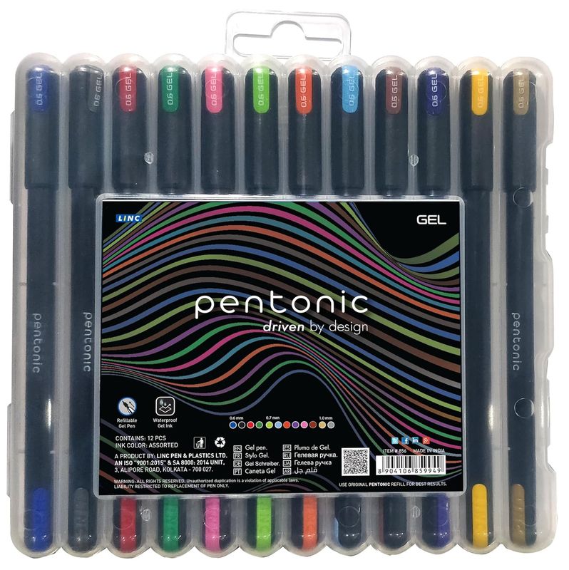 PENTONIC 12PCS 0.6/0.7/1.0MM GEL PEN ASSTD
