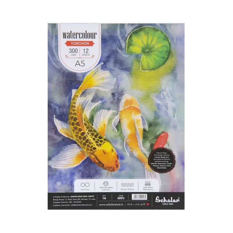 SCHOLAR A5 WATER COLOR PAD 300GSM 12SHS WRP2