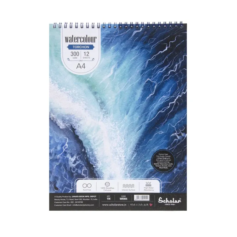 SCHOLAR A4 WATER COLOR PAD 300GSM 12SHS WRW4