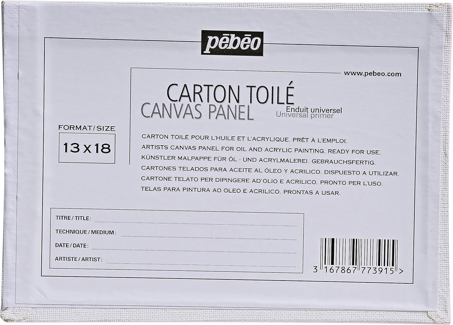 PEBEO 13X18 CANVAS PANEL BOARD 777391
