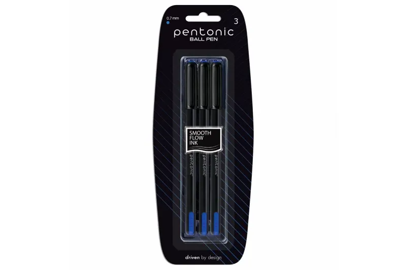 PENTONIC 3PCS 0.7MM BALL PEN BLUE