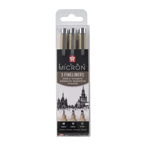 SAKURA 3 FINELINER PIGMA MICRON PEN SET POXSDK3A