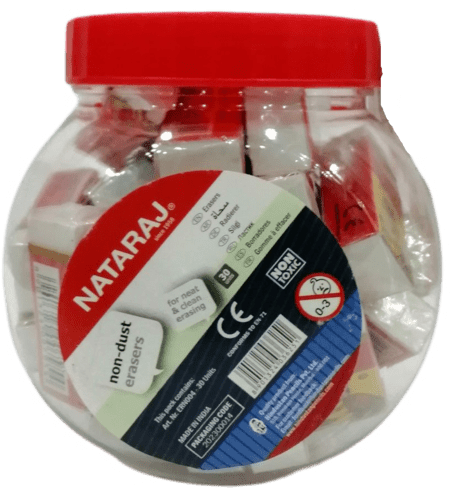 NATARAJ 30PCS NON-DUST JUMBO ERASERS JAR