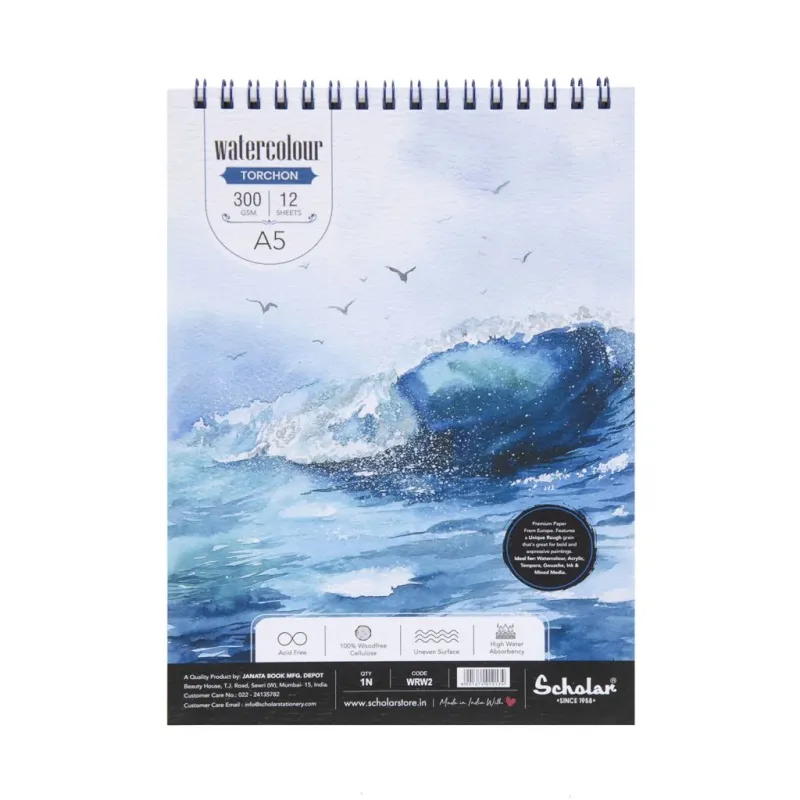 SCHOLAR A5 WATER COLOR PAD 300GSM 12SHS WRW2