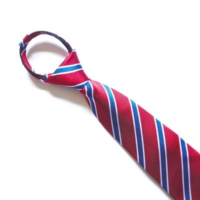​Child's Red, White and Navy Striped Woven Zipper Tie 026