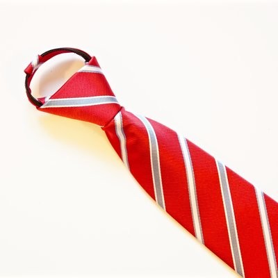 ​Child's Red, White and Sky blue Striped Woven Zipper Tie 028