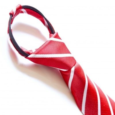 ​Child's Red & White Stripe Woven Zipper Tie 023